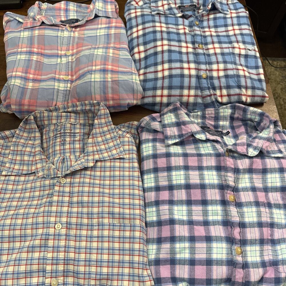 Vineyard Vines 4 Shirt Bundle Mens 2XL Plaid Flannel Classic Fit/Performance